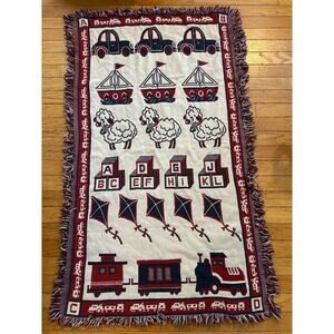 Goodwin Weavers Alphabet Train Throw Blanket – Kids Nursery Vintage 100% Cotton